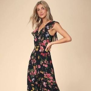 Lulu's Blooming Love Black Floral Jumpsuit